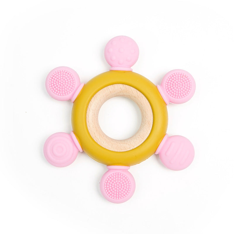 Teething Ring for Babies - Silicone and Wooden Design