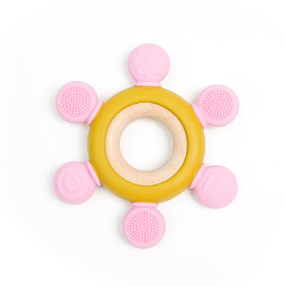 Teething Ring for Babies - Silicone and Wooden Design