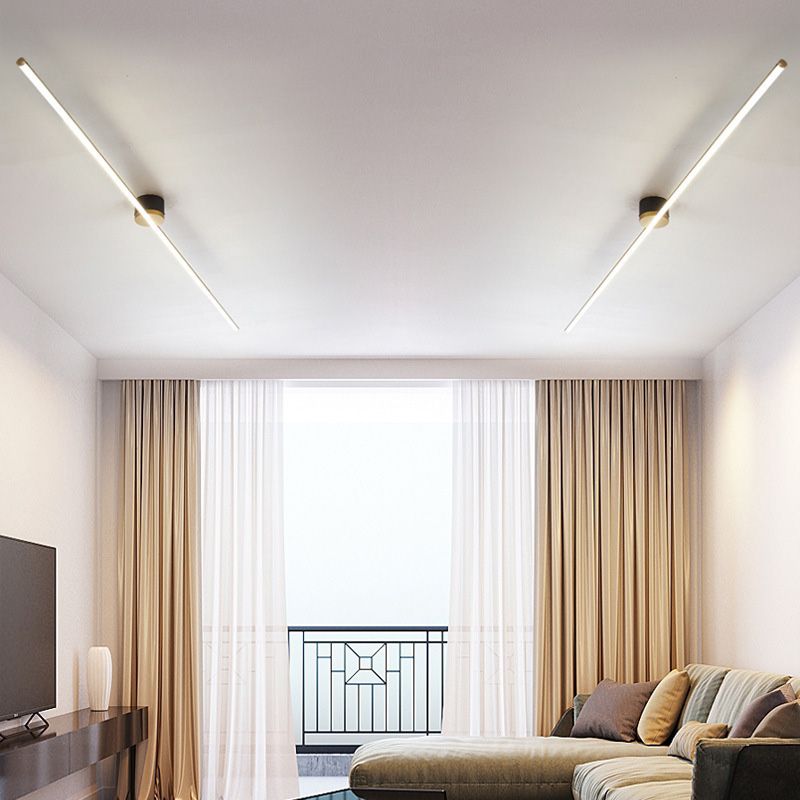 Semi-Flush Ceiling Light in Modern Linear LED Design