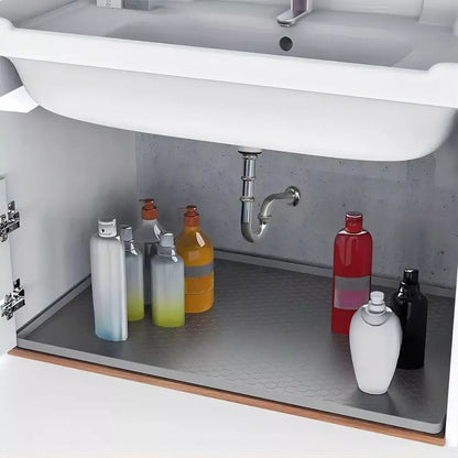 Trimmable Non-Slip Silicone Mat for Under Sink with Raised Edges