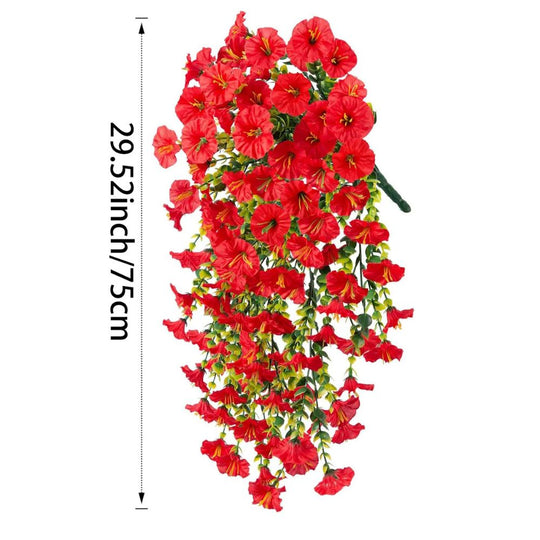 Weather-Resistant Faux Morning Glory Hanging Arrangement