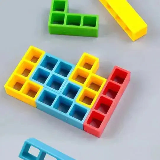 Magnetic Geometry Stacking Game with 24 Colorful Blocks