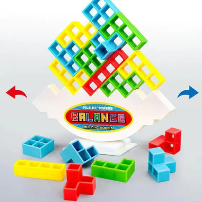 Magnetic Geometry Stacking Game with 24 Colorful Blocks