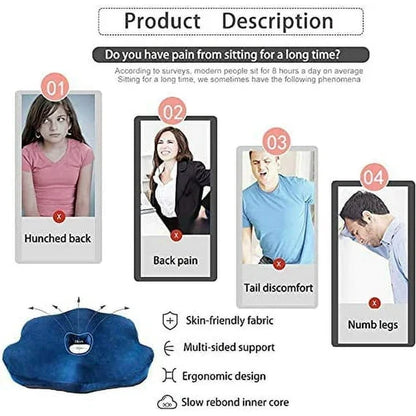 Non-Slip Seat Riser Pad – Memory Foam Cushion for Lower Back Support, 16 x 13 x 4 Inch