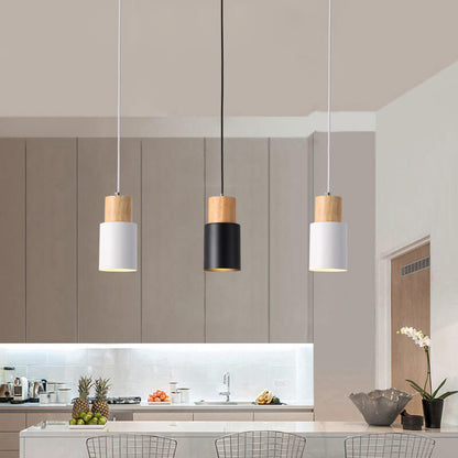 Stylish Wood and Metal Hanging Light Fixture