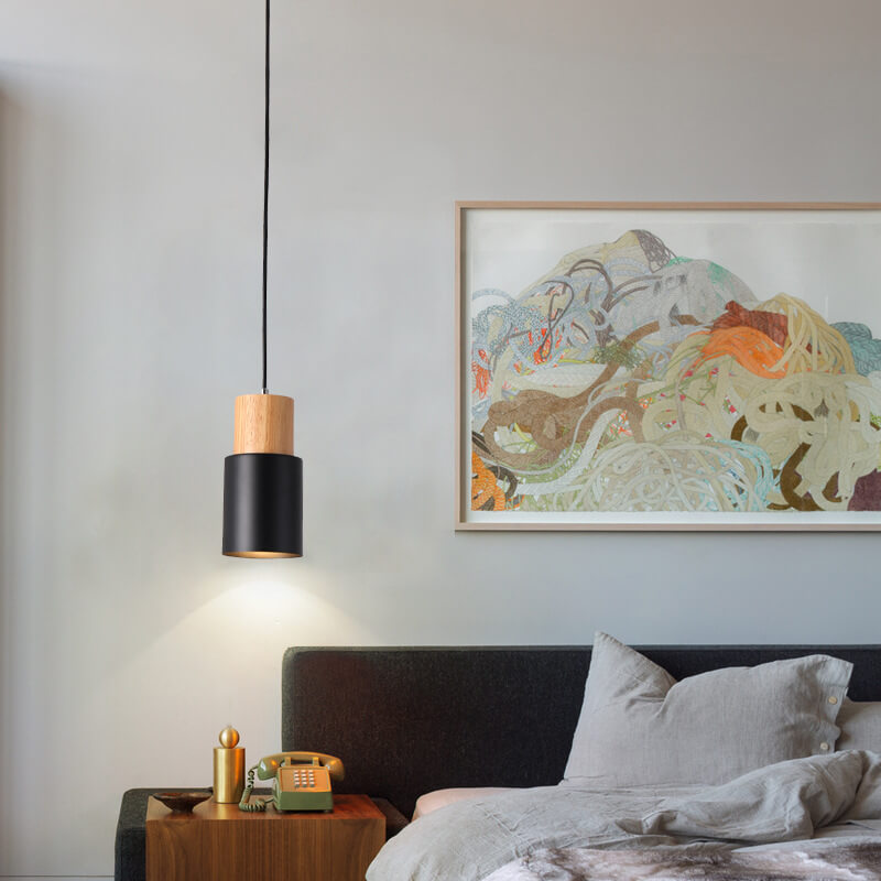 Stylish Wood and Metal Hanging Light Fixture