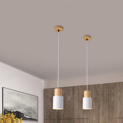 Stylish Wood and Metal Hanging Light Fixture