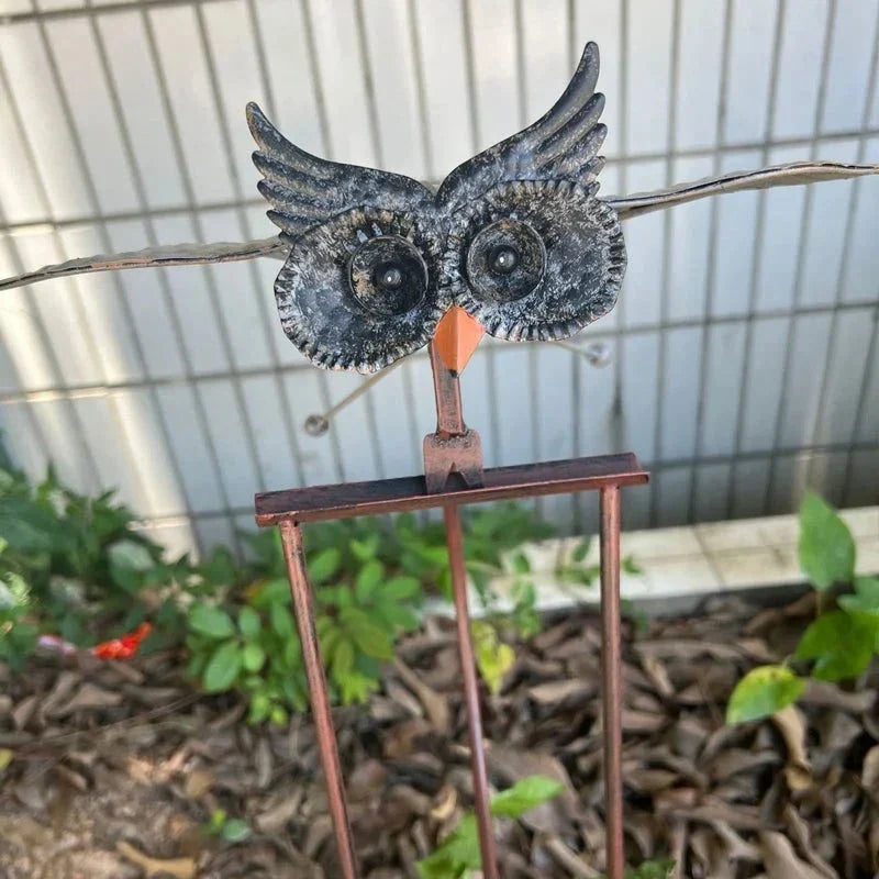 Bird Sculpture with Metal Design, Bearing-Driven Wings, and Weighted Stability
