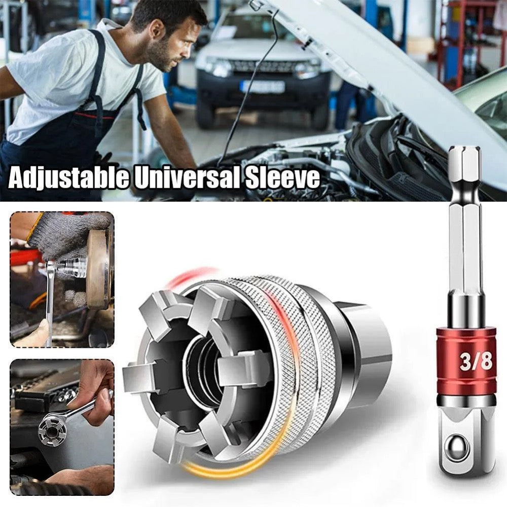 Self-Adjusting Socket Adapter Tool for Drills and Ratchets, Vanadium Steel
