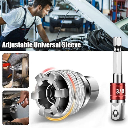 Self-Adjusting Socket Adapter Tool for Drills and Ratchets, Vanadium Steel