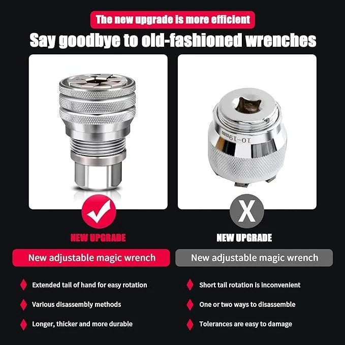 Self-Adjusting Socket Adapter Tool for Drills and Ratchets, Vanadium Steel