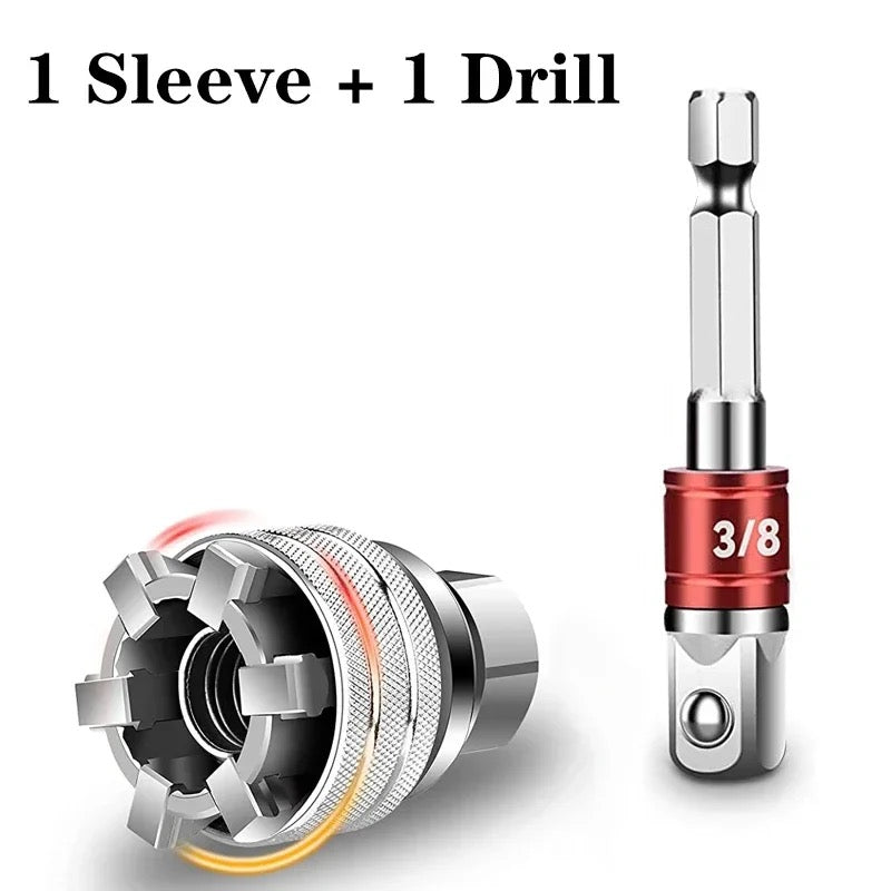 Self-Adjusting Socket Adapter Tool for Drills and Ratchets, Vanadium Steel