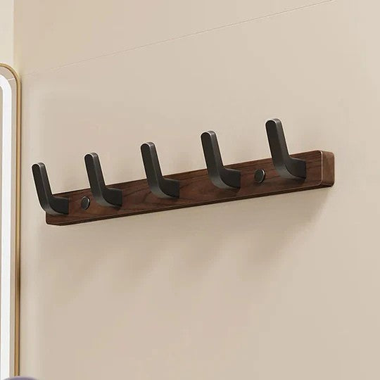 Sleek Wall-Mounted Coat Rack in Wood and Steel