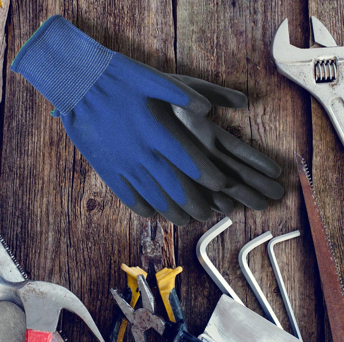 Polyester Safety Gloves with PU Coating – Anti-Slip Grip, 3 Pack, Sizes S-XXL