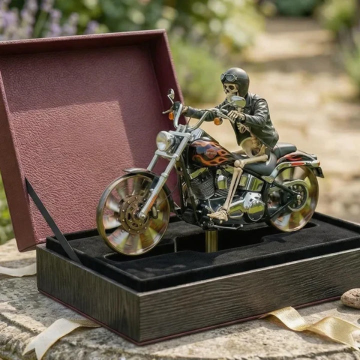 Whimsical Skeleton Rider Motorcycle Wind Spinner for Gardens