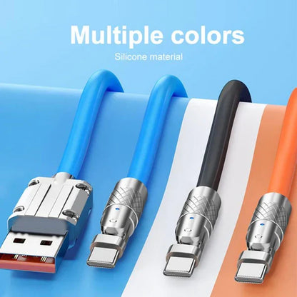 Flexible 180° Charging Cable with 3 Adaptable Connectors, 6A Speed