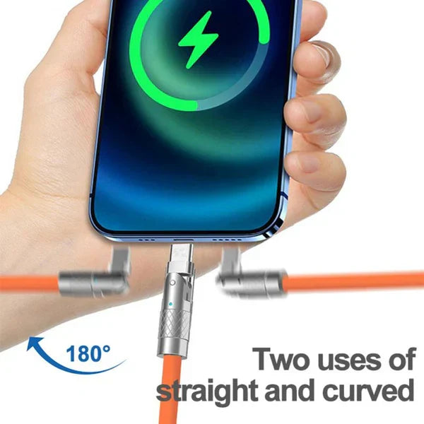 Flexible 180° Charging Cable with 3 Adaptable Connectors, 6A Speed