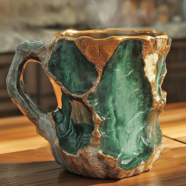 Artisan Stoneware Coffee Mug with Insulating Design, 350-450ml
