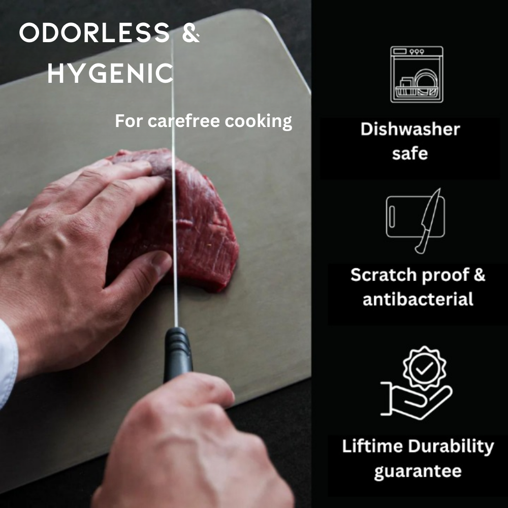 Antibacterial Titanium Kitchen Board with Safety Edges