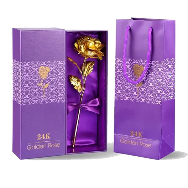Everlasting Rose with Gold Finish and Elegant Gift Box