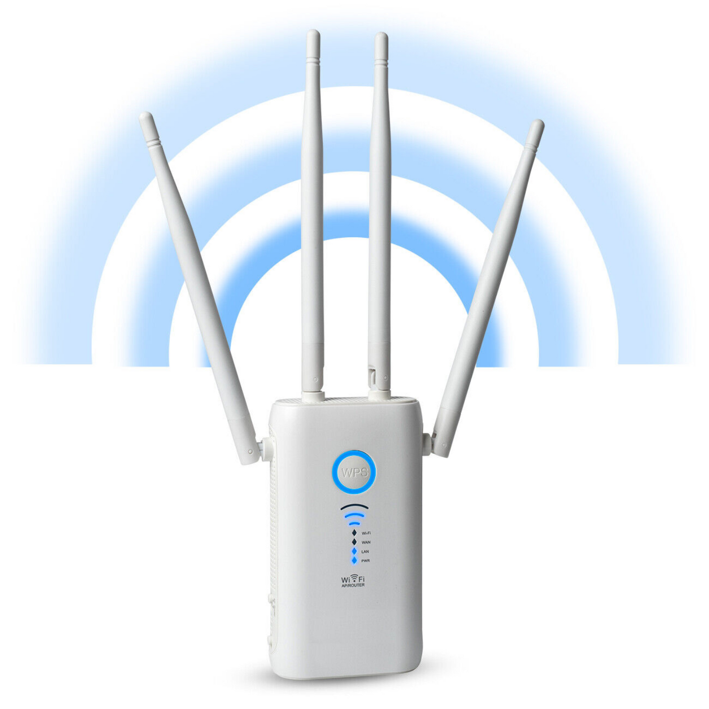 Internet Signal Booster and Repeater with 4 Antennas, 1200Mbps Plug-In WiFi Range Extender for Home and Office