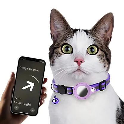 Adjustable Quick Release Nylon Collar for Dogs and Cats with AirTag Holder, Waterproof and Reflective