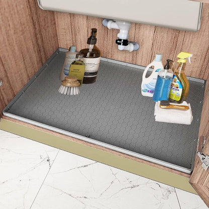 Trimmable Non-Slip Silicone Mat for Under Sink with Raised Edges