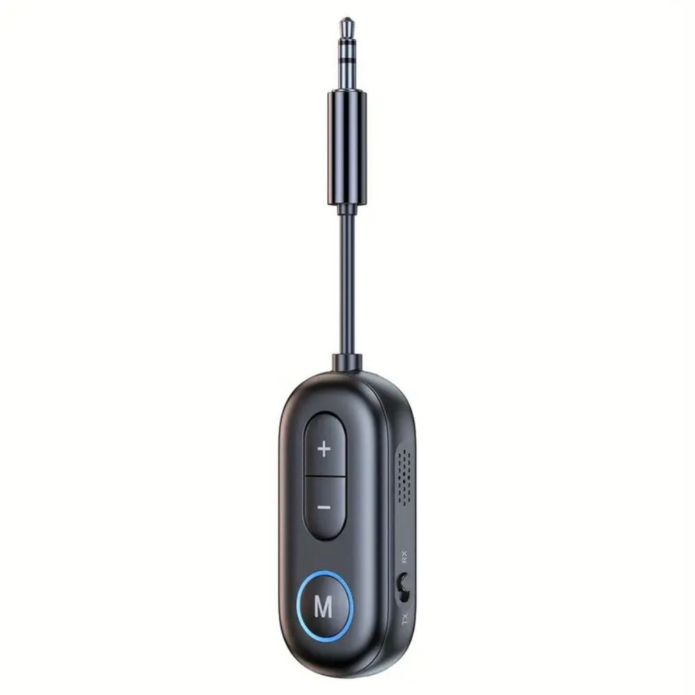 Bluetooth 5.4 Audio Adapter – Transmitter and Receiver for Headphones with Built-in Microphone and 3.5mm AUX for Airplane