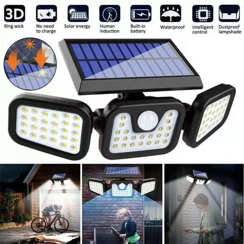 Outdoor Solar Motion Light with 74 LEDs and Adjustable Head