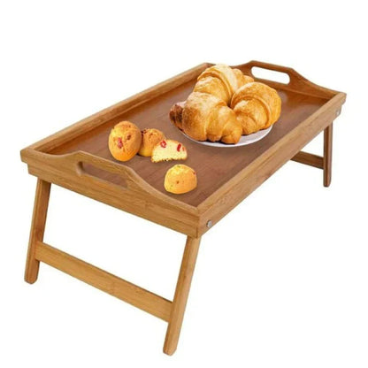 Versatile Bamboo Breakfast Tray with Foldable Legs