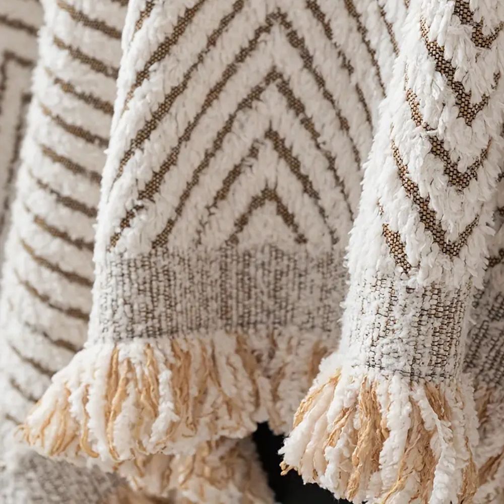 Textured Sofa Slipcover with Stripes
