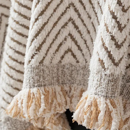 Textured Sofa Slipcover with Stripes