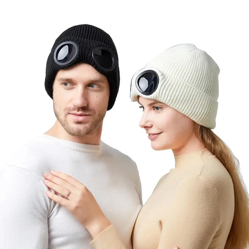 Waterproof Windproof Ski Cap Beanie with Built-in Goggles for All