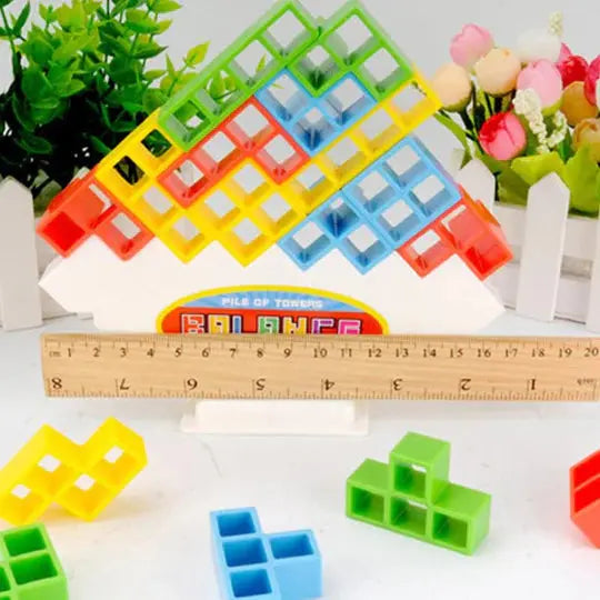 Magnetic Geometry Stacking Game with 24 Colorful Blocks