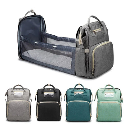 Versatile Baby Travel Bag with Foldable Crib and Bug Net