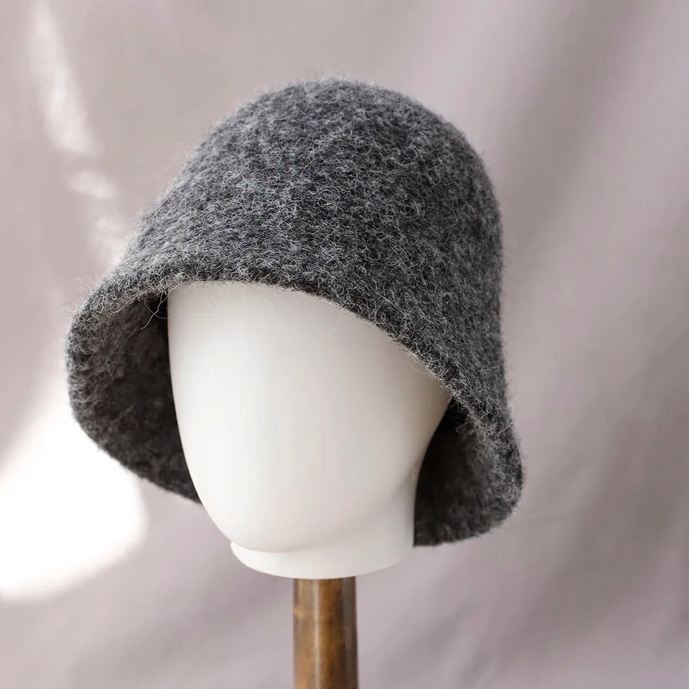 Foldable Vintage Fisherman Style Wool Bucket Hat for Women - Warm Cold Weather Accessory