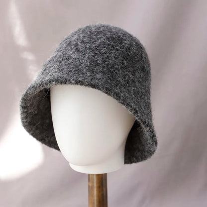 Foldable Vintage Fisherman Style Wool Bucket Hat for Women - Warm Cold Weather Accessory
