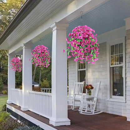 Weather-Resistant Faux Morning Glory Hanging Arrangement