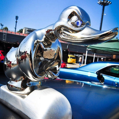 Quirky Duck Front Grille Badge with Chrome Finish, 6x4 Inches