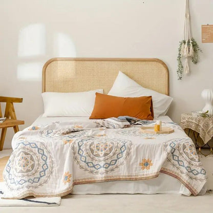 Throw Blanket with Mandala Design