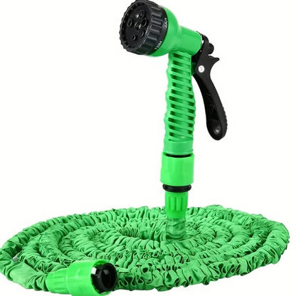 Flexible Garden Hose with Brass Fittings and Adjustable Spray Nozzle