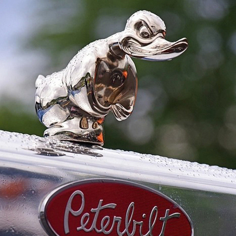 Quirky Duck Front Grille Badge with Chrome Finish, 6x4 Inches