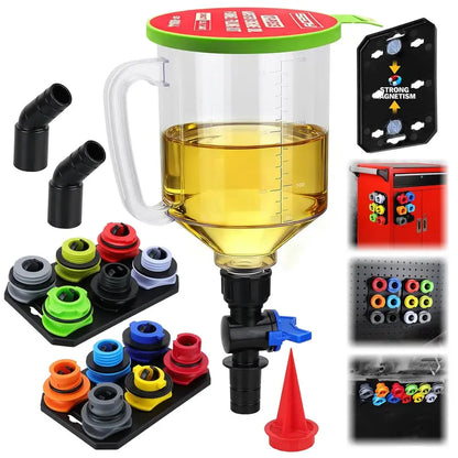 Precision Oil Funnel Adapter Kit with Rubber Seals & Magnetic Holders, 12-Piece