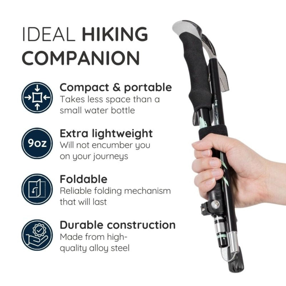 Compact Hiking Pole with Durable Steel Shaft and Slip-Resistant Handle