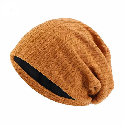Unisex Double Layer Knit Beanie Hat with Wheat Design for Winter, One Size