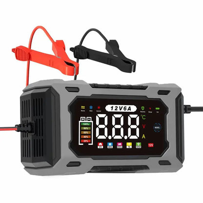 Versatile 12V Battery Charger with Real-Time Voltage Display