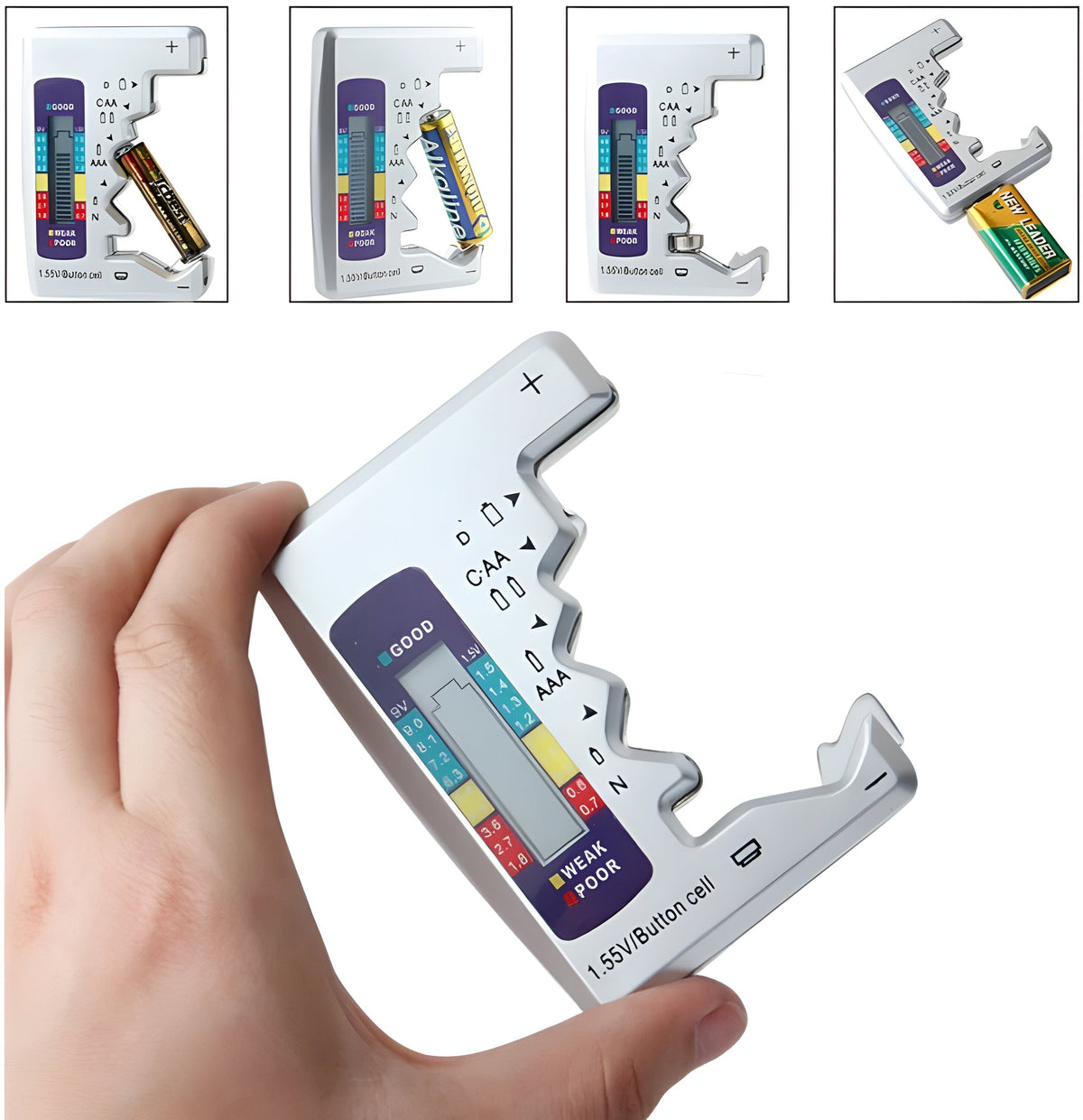 Digital Battery Tester with LCD Screen – Checks AA, AAA, C, D, 9V, and Button Cells