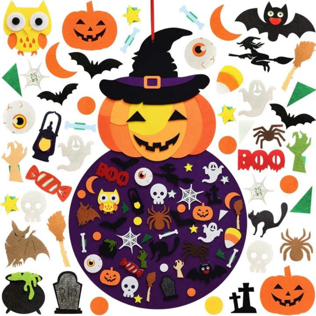 Interactive Halloween Felt Display Board with 50+ Fun Pieces