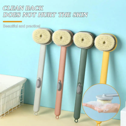Curved Handle Back Scrubber with Gel Dispenser - 14.2 Inch Length