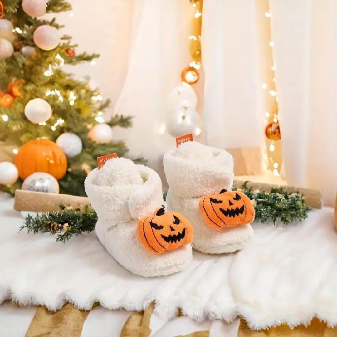 Cozy Fleece Slippers for Kids with Spooky Halloween Designs